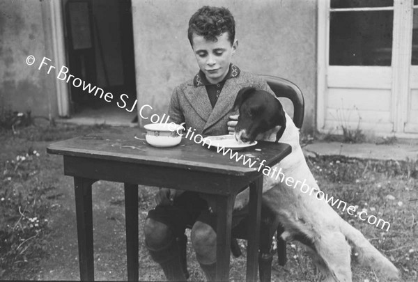 BOY PLAYING WITH DOG